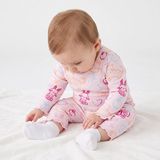 HelloBaby Kız Bebek Pijama Takımı Hayvan Baskılı Çıtçıtlı Bisiklet Yaka Long Sleeve Reçme - Açık Pembe