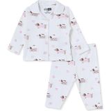 Hellobaby Kız Bebek Pijama Takımı Hayvan Baskılı Düğmeli Gömlek Yaka Long Sleeve Reçme - Ekru - 2 - 3 Yaş