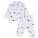 HelloBaby Kız Bebek Pijama Takımı Hayvan Baskılı Düğmeli Gömlek Yaka Long Sleeve Reçme - Ekru