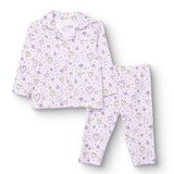 HelloBaby Kız Bebek Pijama Takımı Kalp Baskılı Düğmeli Gömlek Yaka Uzun Kol Reçme - Pembe