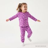 HelloBaby Kız Bebek Pijama Takımı Leopar Baskılı Çıtçıtlı Bisiklet Yaka Long Sleeve Ribanalı - Pembe