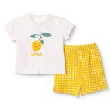 HelloBaby Kız Bebek Pijama Takımı Meyve Baskılı Bisiklet Yaka Short Sleeve Reçme - Ekru