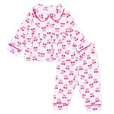 HelloBaby Kız Bebek Pijama Takımı Meyve Baskılı Düğmeli Bebe Yaka Uzun Kol Reçme - Ekru