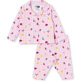 Hellobaby Kız Bebek Pijama Takımı Meyve Baskılı Düğmeli Gömlek Yaka Long Sleeve Reçme - Pembe - 1 - 2 Yaş