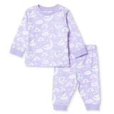 HelloBaby Kız Bebek Pijama Takımı Unicorn Baskılı Çıtçıtlı Bisiklet Yaka Long Sleeve Ribanalı - Lila