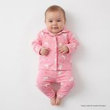 HelloBaby Kız Bebek Pijama Takımı Unicorn Baskılı Düğmeli Gömlek Yaka Long Sleeve Reçme - Pembe