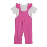 HelloBaby Kız Bebek Salopet-Tişört Düğmeli Bisiklet Yaka Kısa Kol Patiksiz