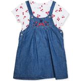Hellobaby Kız Bebek Salopet-Tişört Kiraz Baskılı Düğmeli Bisiklet Yaka Short Sleeve Reçme - 9 - 12 Ay - İndigo