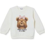 Hellobaby Kız Bebek Sweatshirt Ayı Baskılı Bisiklet Yaka Long Sleeve - Ekru - 9 - 12 Ay