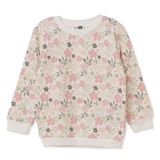 HelloBaby Kız Bebek Sweatshirt Çiçek Baskılı Bisiklet Yaka Long Sleeve - Ekru