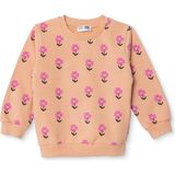 Hellobaby Kız Bebek Sweatshirt Çiçek Baskılı Bisiklet Yaka Long Sleeve - Kahverengi - 2 - 3 Yaş