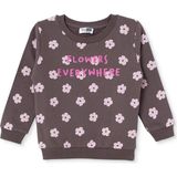 HelloBaby Kız Bebek Sweatshirt Çiçek Baskılı Bisiklet Yaka Long Sleeve - Kahverengi