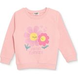 Hellobaby Kız Bebek Sweatshirt Çiçek Baskılı Bisiklet Yaka Long Sleeve - Pembe - 9 - 12 Ay