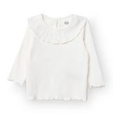 HelloBaby Kız Bebek Sweatshirt Düğmeli Bisiklet Yaka Uzun Kol - Ekru