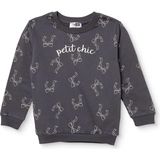 Hellobaby Kız Bebek Sweatshirt Fiyonk Baskılı Bisiklet Yaka Long Sleeve - Antrasit - 4 - 5 Yaş