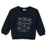 HelloBaby Kız Bebek Sweatshirt Fiyonk Baskılı Bisiklet Yaka Long Sleeve - Siyah