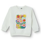 HelloBaby Kız Bebek Sweatshirt Hayvan Baskılı Bisiklet Yaka Uzun Kol - Ekru