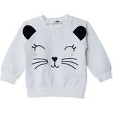 Hellobaby Kız Bebek Sweatshirt Hayvan Baskılı Çıtçıtlı Bisiklet Yaka Long Sleeve - Ekru - 6 - 9 Ay
