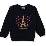 Hellobaby Kız Bebek Sweatshirt Kalp Baskılı Bisiklet Yaka Long Sleeve - Antrasit - 2 - 3 Yaş