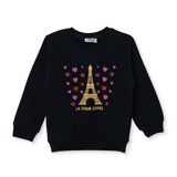 HelloBaby Kız Bebek Sweatshirt Kalp Baskılı Bisiklet Yaka Long Sleeve - Antrasit