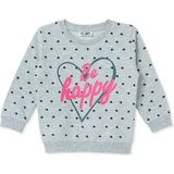 Hellobaby Kız Bebek Sweatshirt Kalp Baskılı Bisiklet Yaka Long Sleeve - Gri - 2 - 3 Yaş
