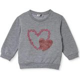 Hellobaby Kız Bebek Sweatshirt Kalp Baskılı Bisiklet Yaka Long Sleeve - Gri - 6 - 9 Ay