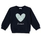 HelloBaby Kız Bebek Sweatshirt Kalp Baskılı Bisiklet Yaka Long Sleeve - Siyah