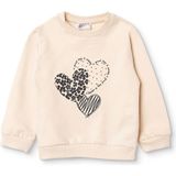 Hellobaby Kız Bebek Sweatshirt Kalp Baskılı Bisiklet Yaka Uzun Kol - Bej - 3 - 4 Yaş