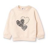 HelloBaby Kız Bebek Sweatshirt Kalp Baskılı Bisiklet Yaka Uzun Kol - Bej