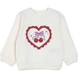 Hellobaby Kız Bebek Sweatshirt Kiraz Baskılı Bisiklet Yaka Long Sleeve - Ekru - 9 - 12 Ay