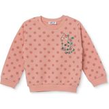 Hellobaby Kız Bebek Sweatshirt Puantiye Baskılı Bisiklet Yaka Long Sleeve - Mercan - 3 - 4 Yaş