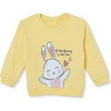 Hellobaby Kız Bebek Sweatshirt Tavşan Baskılı Bisiklet Yaka Long Sleeve - Sarı - 2 - 3 Yaş