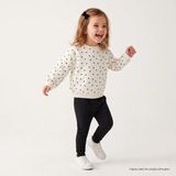 Hellobaby Kız Bebek Sweatshirt-Tayt Kalp Baskılı Bisiklet Yaka Uzun Kol Reçme - 6 - 9 Ay - Ekru Çizgili