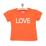 HelloBaby Kız Bebek Tişört Bisiklet Yaka Kısa Kol - Mercan