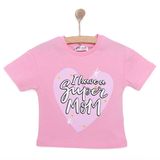 HelloBaby Kız Bebek Tişört Bisiklet Yaka Kısa Kol Pembe -