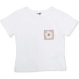 Hellobaby Kız Bebek Tişört Çiçek Baskılı Bisiklet Yaka Short Sleeve - Ekru - 6 - 9 Ay