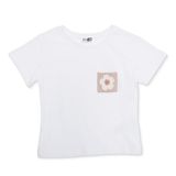 HelloBaby Kız Bebek Tişört Çiçek Baskılı Bisiklet Yaka Short Sleeve - Ekru