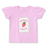 HelloBaby Kız Bebek Tişört Çilek Baskılı Bisiklet Yaka Kısa Kol - Lila