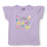 HelloBaby Kız Bebek Tişört Meyve Baskılı Bisiklet Yaka Kısa Kol - Lila