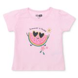 HelloBaby Kız Bebek Tişört Meyve Baskılı Bisiklet Yaka Kısa Kol - Pembe