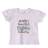 HelloBaby Kız Bebek Tişört Slogan Baskılı Bisiklet Yaka Kısa Kol - Somon