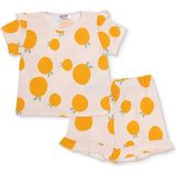 Hellobaby Kız Bebek Tişört-Şort Meyve Baskılı Bisiklet Yaka Short Sleeve Reçme - 3 - 6 Ay - Ekru Çizgili