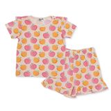 HelloBaby Kız Bebek Tişört-Şort Meyve Baskılı Bisiklet Yaka Short Sleeve Reçme - Bej