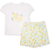 Hellobaby Kız Bebek Tişört-Şort Meyve Baskılı Düğmeli Bisiklet Yaka Short Sleeve Reçme - 18 - 24 Ay - Sarı