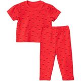 Hellobaby Kız Bebek Tişört-Tayt Kiraz Baskılı Çıtçıtlı Bisiklet Yaka Kısa Kol Patiksiz - 9 - 12 Ay - Kırmızı