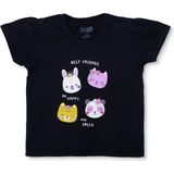Hellobaby Kız Bebek Tshirt Süprem Bisiklet Yaka Kısa Kol - Siyah - 3 - 6 Ay