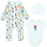 Hellobaby Kız Bebek Tulum-Body-Şapka Hayvan Baskılı Çıtçıtlı Bisiklet Yaka Uzun Kol Patikli - Beyaz - 3 - 6 Ay