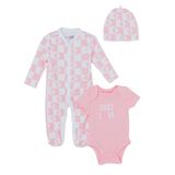 HelloBaby Kız Bebek Tulum-Body-Şapka Hayvan Baskılı Çıtçıtlı Bisiklet Yaka Uzun Kol Patikli - Pembe