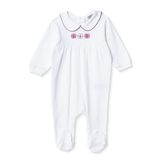 HelloBaby Kız Bebek Tulum Çiçek Baskılı Fermuarlı Bebe Yaka Uzun Kol Patikli - Ekru