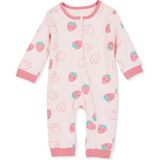 Hellobaby Kız Bebek Tulum Çilek Baskılı Fermuarlı Bisiklet Yaka Uzun Kol Ribanalı - Pembe - 2 - 3 Yaş